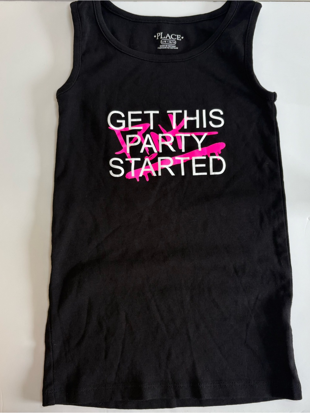 Children’s Place Girls Cotton Tank Top Black Graphic Size Large (10/12)
